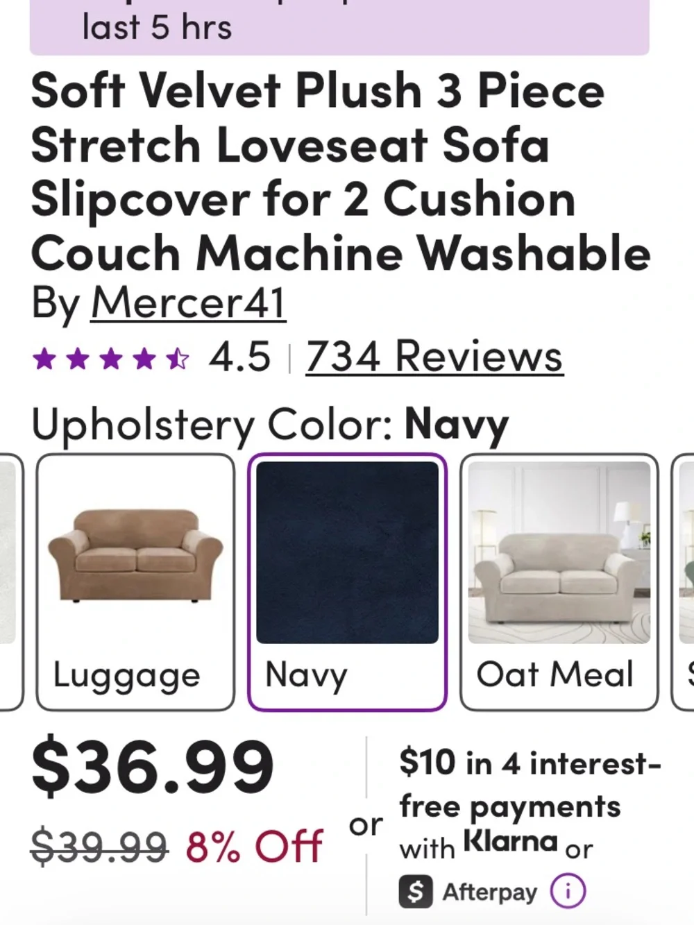 Mercer41 Deep Navy Velvet Loveseat Slipcover